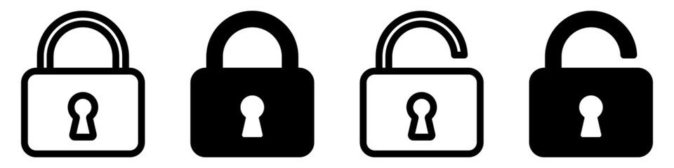 Lock icons set. Padlock symbol collection. Security symbol. Lock open and lock closed icon