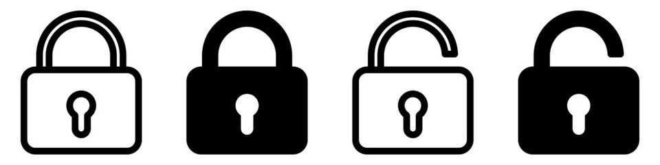 Lock icons set. Padlock symbol collection. Security symbol. Lock open and lock closed icon