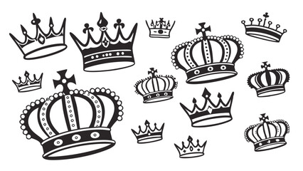 Adobe IllustraCollection of Black and White Crown Designs - Vintage and Eleganttor Artwork
