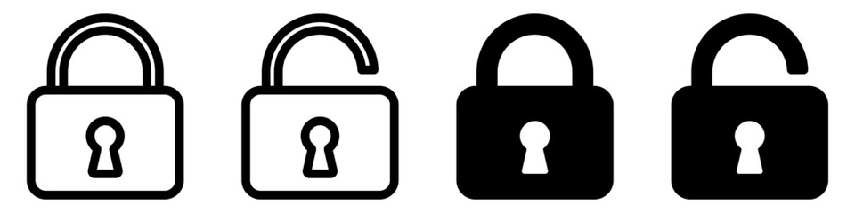 Lock icons set. Padlock symbol collection. Security symbol. Lock open and lock closed icon