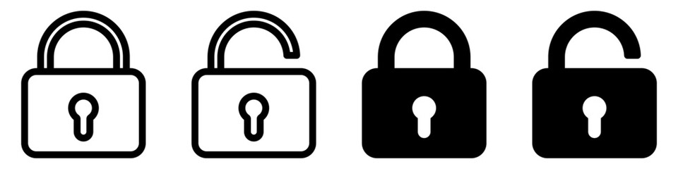 Lock icons set. Padlock symbol collection. Security symbol. Lock open and lock closed icon