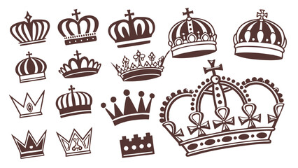 Adobe IllustraCollection of Black and White Crown Designs - Vintage and Eleganttor Artwork