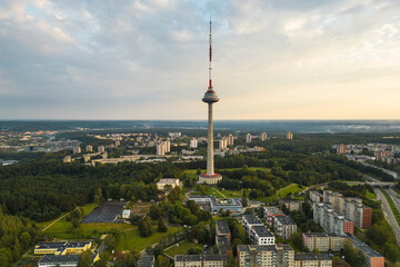 Naklejka premium Aerial View of Vilnius TV Tower in Lithuania