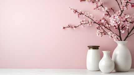 Luxury Skincare Cream Jar with Pink Cherry Blossoms on a Soft Pastel Background