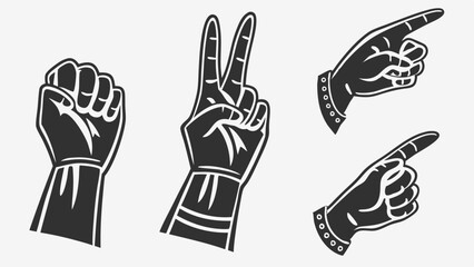 Stylized Hand Gesture Illustrations - Colorful Hand Signs in Different Poses
