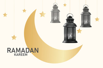 ramadan kareem collage art with lantern moon Retro element, trendy sticker in Y2K style, vintage collage element.