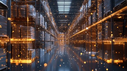 Advanced warehouse management system is optimizing logistics and streamlining the supply chain with innovative technology, ensuring efficient operations and timely delivery of goods