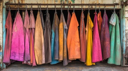 AI GeneratedVibrant Yarn-Dyed Fabric Swinging in an Industrial Loft