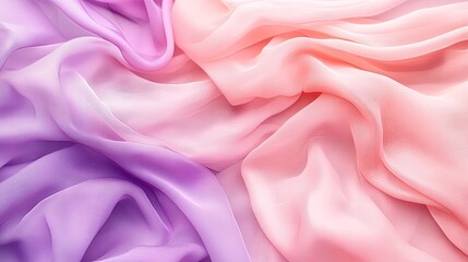 Obraz premium Soft, flowing, ombre fabric drapes, showcasing a gradient from lavender to peach