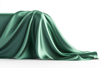 Naklejka premium Elegant satin fabric draped gracefully displaying rich texture and sheen in vibrant green color