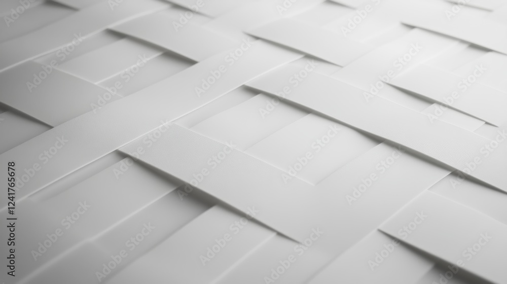 Fototapete Medium-close shot focuses on a grid of white rectangular blocks, highlighted by sharp shadows that enhance the minimalistic design and provide copy space