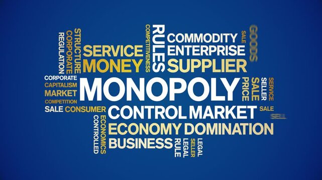 Monopoly animated word cloud;text design animation tag kinetic typography seamless loop.