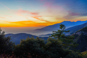 Sunset Over San Bernardino Mountains in Rimforest, California