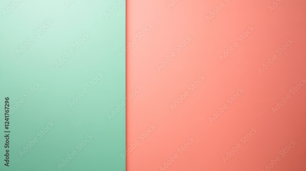 Aufkleber Soft gradient blends from mint green to coral pink, creating an abstract composition with depth and a clear area for text or graphics on the right side