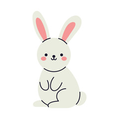 Flat vector illustration of a cute funny easter bunny or rabbit. A festive design element perfect for spring and easter decorations.