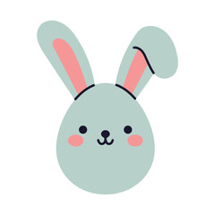 Flat vector illustration of an easter bunny shaped like an egg. A creative and cheerful design for spring and easter themes.