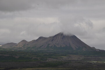 Hverfjall volcano in Iceland and the view from this volcano