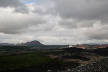 Hverfjall volcano in Iceland and the view from this volcano