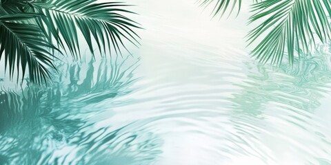 The serene waters, beautifully surrounded by lush, swaying palm trees, perfectly evoke a tranquil summer escape to a tropical paradise, inviting you to unwind and experience relaxation in nature