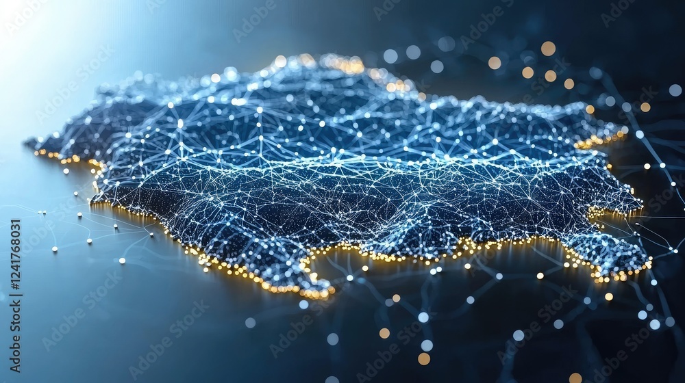 Poster abstract network map illuminating global connectivity