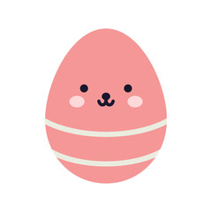 Flat easter egg with a playful face and decorative patterns. A fun and cheerful design for easter themes. Cute easter egg.