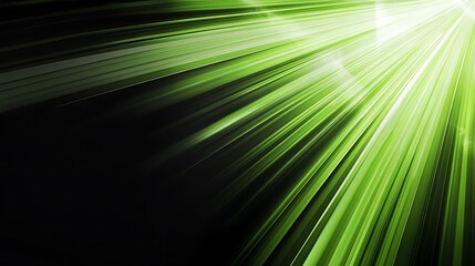 Obraz premium Green light rays, dark background, energy