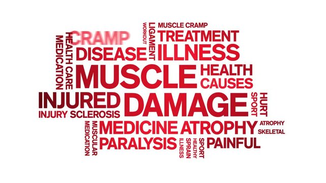 Muscle Damage animated word cloud;text design animation tag kinetic typography seamless loop.һ����: