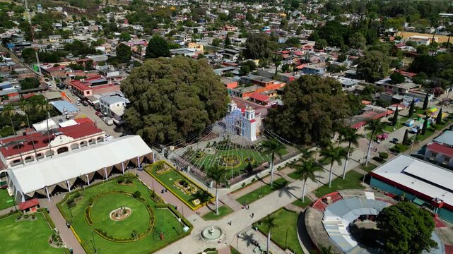 &Aacute;rbol de tule en el municipio de Santa Mar&iacute;a del Tule, Oaxaca, Iglesia del municipio y parque para turismo