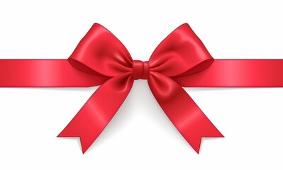 Fototapeta premium a red ribbon with a bow on a white background