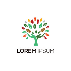 Obraz premium Tree life logo with hand template