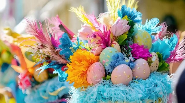Colorful Easter bonnets displayed for a stylish parade