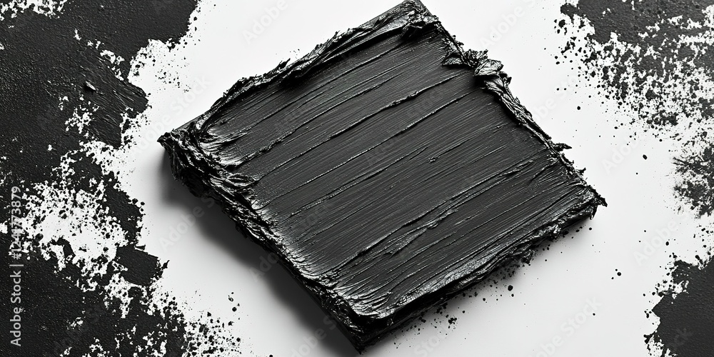 Poster creative use of black paint spread across a canvas during an artistic session in a modern studio env
