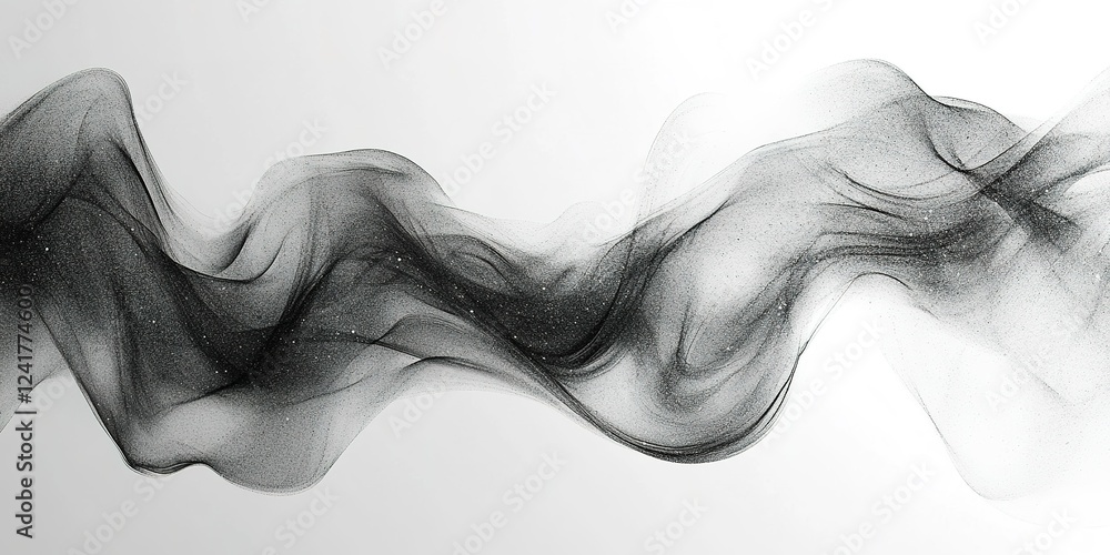 Poster elegant black and white swirling abstract design creating a sense of movement and fluidity in soft f