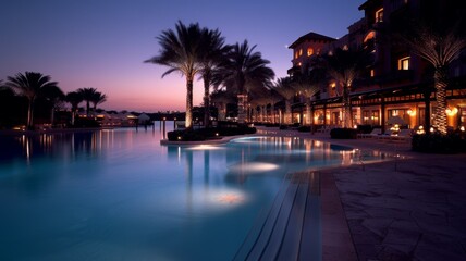 Obraz premium Hotel luxury outdoor swimming pool. Paradise. Tourism. Travel. Relaxation. Calmness. Vacation. 