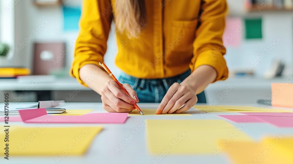 Poster creative brainstorming session modern office space workshop collaborative environment close-up view 