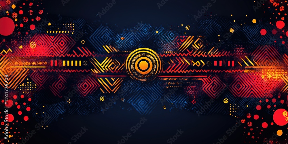 Poster vibrant abstract design featuring geometric patterns and vivid colors showcasing creativity and mode