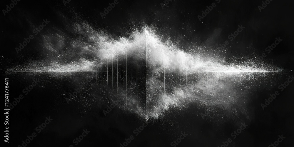 Poster dynamic abstract wave pattern created by powder-like texture and sound wave representation