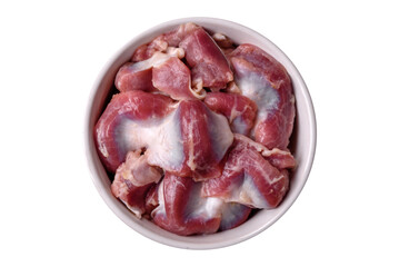 Raw chicken or turkey gizzards with salt, spices and herbs
