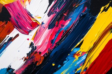 Vibrant abstract paint strokes on canvas