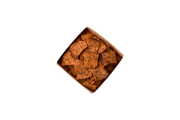 Crispy homemade brown bread chips with seeds and grains