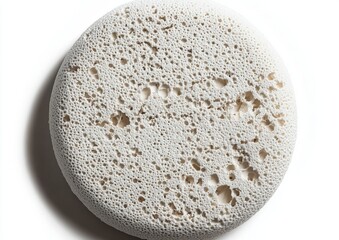 Rounded embroidered patch mockup with evident circular stitches on a clean white background, prepared for custom icon or logo insertion, ideal for branding and apparel