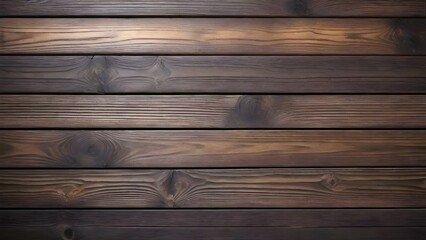 Fototapeta premium A close-up view background, dark wooden texture of planks arranged horizontally, highlighting the natural grain and warm hues, creating a rustic and inviting atmosphere. Generative AI