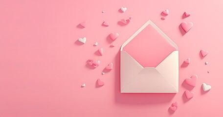 Valentine's Day envelope with white card stock and a pink background