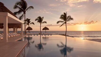 Obraz premium Hotel luxury outdoor swimming pool. Paradise. Tourism. Travel. Relaxation. Calmness. Vacation. 