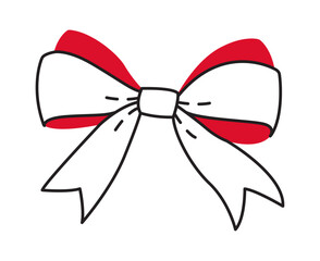 Bow doodle style Hand drawn trendy flat style love isolated icon Romantic symbol of love for web graphic design poster tattoo Valentines Day Greeting card line art Vector illustration