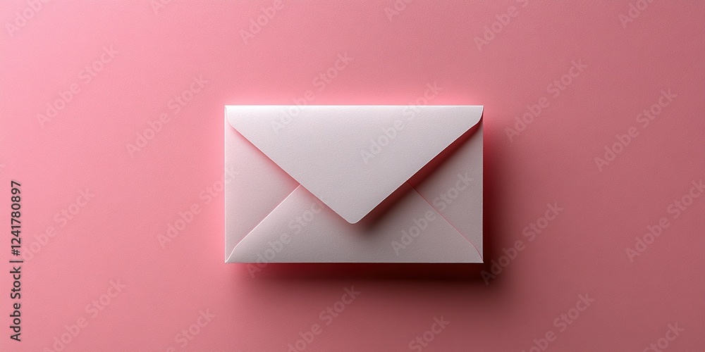 Poster simple white envelope resting on a pink background conveys a sense of minimalism and elegance in des