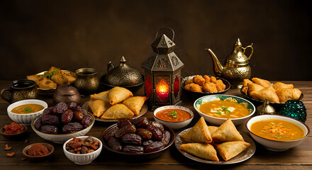 Food ramadan Mussels, knafah, basbousa, milk, sambosa