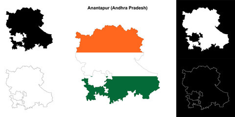 Anantapur district (Andhra Pradesh) blank outline map set