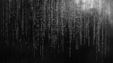 Close-up of Computer Screen with Binary Code Background for Tech and Programming Concepts