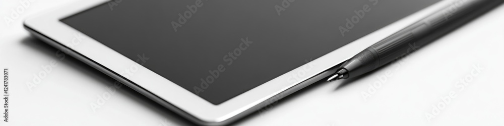 Poster a person using a tablet computer with a pen